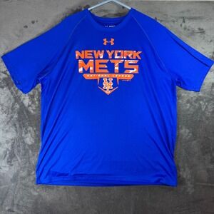 Mens 2XL Under Armour T-Shirt Blue Good New York Mets HeatGear Performance Tee